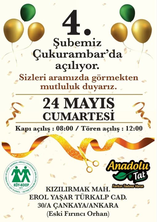 Köy-Koop Anadolu Tat marketlerimizin 4. Şubesi Açılışı