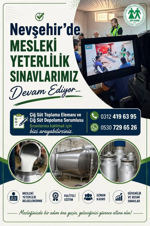 Çiğ Süt Toplama Elemanı ve Çiğ Süt Depolama Sorumlusu Sınavlarımız Devam Ediyor!
